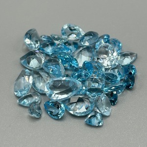 42.60 Carat Blue Topaz Pear Faceted Shape - Various Size Assorted Lot of Loose Stones