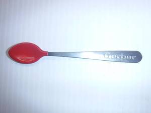 Red Gerber Baby Spoons With Coated Rubber and Steel Handles   Approximately 250 Spoons 