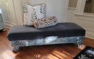 lot 12 image: Steel Blue Velour Empire Chaise Day Bed