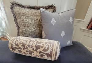 lot 41 image: Elegant Pillow Trio in Taupe and Gray