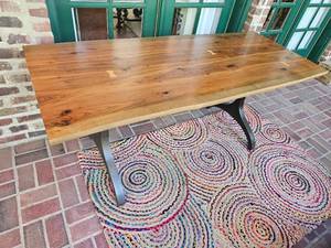 lot 14 image: Natural Edge Pub Table with Dovetail Biscuits Details