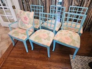lot 36 image: Robins Egg MCM Dining Chairs