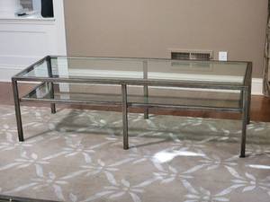 lot 17B image: Modern Industrial Chic Metal  Glass Custom Welded Coffee Table - B
