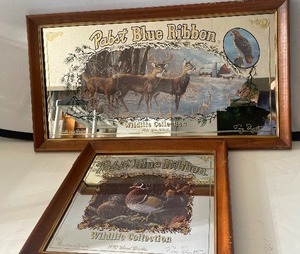 lot 49 image: Lot of 2 Pabst Blue Ribbon Beer Wildlife Collection Mirrors 1990-91