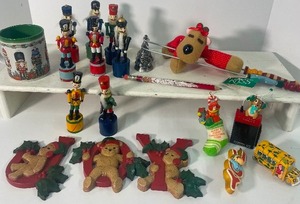 lot 56 image: Lot of Vintage 1980s 1990s Christmas Decor and Ornaments Magic School Bus 1995, 1993 Starsonic Recorder ETC