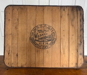 lot 101 image: Vintage Antique Wabash Screen Door Co. Stove Board Wood and Metal 1920s