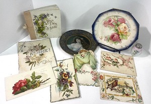 lot 99 image: Vintage Antique Decor and Paper Items Emphmera Books and Postcards