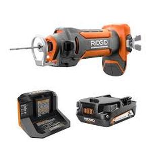 lot 2 image: RIDGID 18V Drywall Cut-Out Tool Kit with 2.0 Ah Battery and Charger  Customer Returns See Pictures