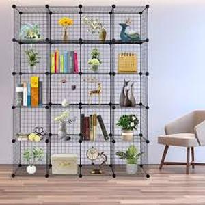 lot 43 image: Karl home 5 Tiers Metal Cube Grid Wire Cube Household Shelving Unit in Black (55.12 in. W x 68.9 in. H x 13.78 in. D)  Customer Returns See Pictures