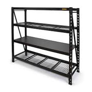 lot 60 image: DEWALT Black 4-Tier Steel Garage Storage Shelving Unit (77 in. W x 72 in. H x 24 in. D) Customer Returns See Pictures