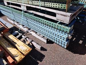 Lot of (5) Tear Drop Style Pallet Racking Uprights 42x12