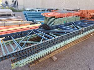 Lot of (5) Tear Drop Style Pallet Racking Uprights 42x16