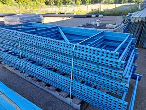 Lot of (13) Tear Drop Style Pallet Racking Uprights 42x10