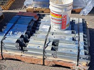 Lot of (1 Pallet) Assorted Post Protectors, 18 Spacers (x13), 12 Spacers (x170) and Bucket of Bolts