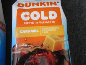 lot 597 image: 3- 10 oz Dunkin Cold Caramel Groun...