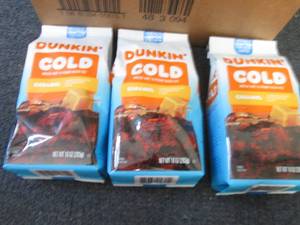 lot 598 image: 3- 10 oz Dunkin Cold Caramel Groun...