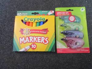 lot 61 image: Crayola Markers, Correction Tape...