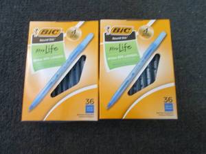 lot 66 image: 2- 36 pks Bic Round Stic Pens...