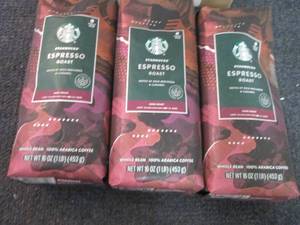 lot 102 image: 3- 16 oz Starbucks Espresso Roast W...