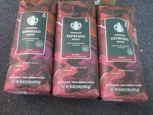 lot 103 image: 3- 16 oz Starbucks Espresso Roast W...