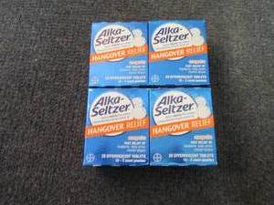 lot 225 image: 4- 20 ct Alka-Seltzer Hangover Reli...
