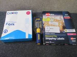 lot 299 image: Forks, Shipping Labels, Multitool...