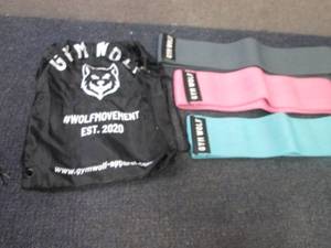 lot 393 image: Set of 3 Gym Wolf Fabric Resistance...
