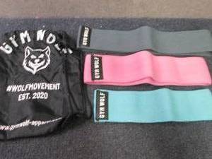 lot 398 image: Set of 3 Gym Wolf Fabric Resistance...