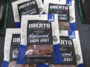 lot 468 image: 5- 2.25 oz Oberto Applewood Bacon J...