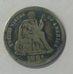 lot 7 image: 1891 Seated Liberty Dime