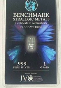 lot 10 image: 1 Grain .999 Silver