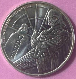 lot 12 image: 1oz .999 Silver Star Wars Darth Vader Round