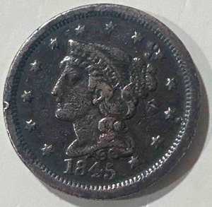 lot 22 image: 1845 Large Cent Penny