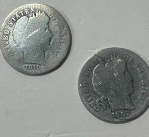lot 25 image: 1902 & 1910 Barber Dimes