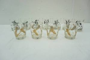 lot 22 image: Libby vintage wildlife glasses, some gold rimmed