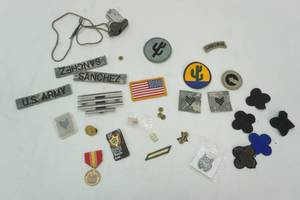 lot 115 image: Military patches and medals, dog tags