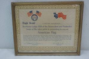 lot 118 image: Vintage Rochester Eagle Scout certificate
