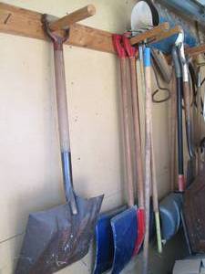 Super selection of shovels all hang...