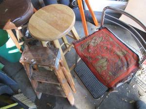 Vintage metal stool, wood stools pl...
