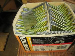 Box of Bostich 3 14 framing nails...