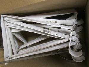 Box of L-style shelving brackets...