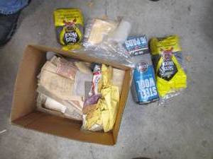 Box of steel wool, tack cloth and s...