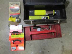 Metal toolbox with Mapp gas, torch ...