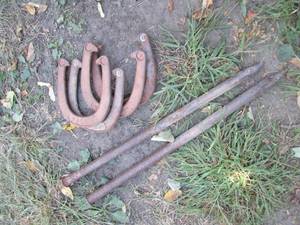 Metal outdoor horseshoe game...