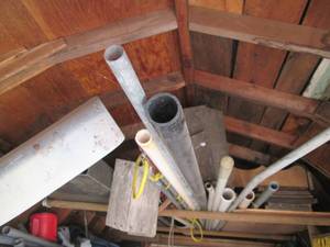 Roof rake, outdoor bird houses, mis...