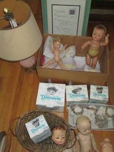 Box of Antique dolls and doll parts...