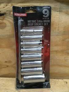 lot 31 image: Ultra Steel Metric 38 in Drive Deep Socket Set (9 Pieces)