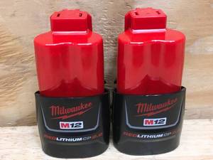 lot 39 image: Milwaukee M12 Red Lithium CP 2.0 Batteries - Set of 2
