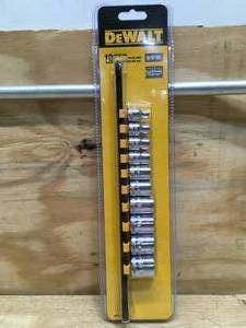 lot 41 image: DeWalt 38 Drive 10-Piece Socket Rail Set