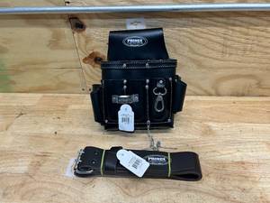 lot 17 image: PRINCE Tanned Leather Electrician Tool Belt with 2 Leather Belt Model PE-OT & PLB-OT2(10022418)
